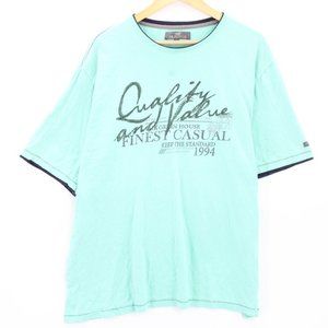 Vintage Jim Spencer Shirt Mens Blue Green Casual Short Sleeve Graphic 2XL 90s